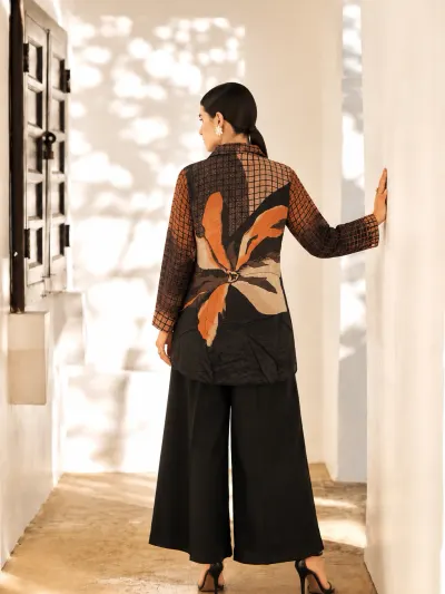 Black Printed Coordset For Women-0