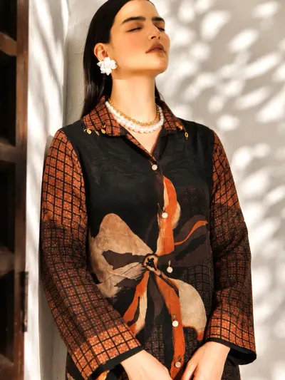Black Printed Coordset For Women-3