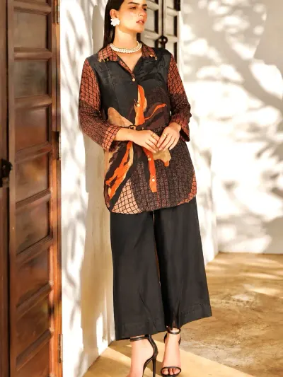 Black Printed Coordset For Women-2