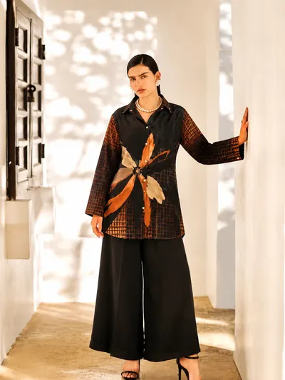 Black Printed Coordset For Women-0