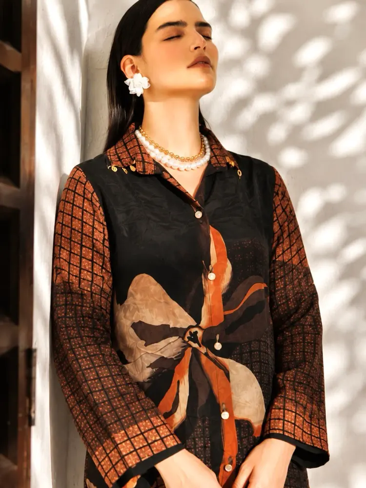 Black Printed Coordset For Women-1