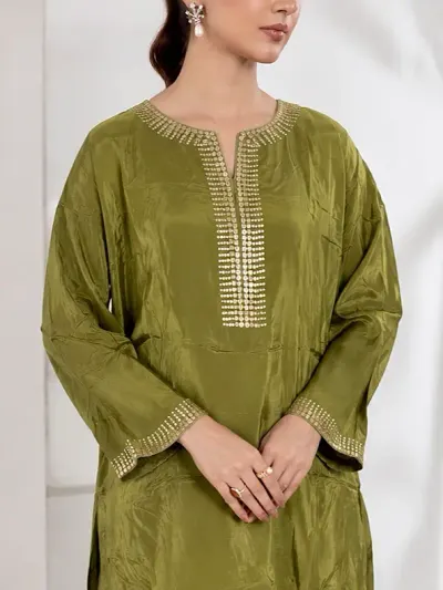 Olive Party Wear Co-ord Set-3