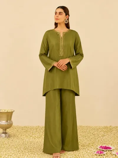 Olive Party Wear Co-ord Set-0