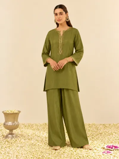 Olive Party Wear Co-ord Set-0