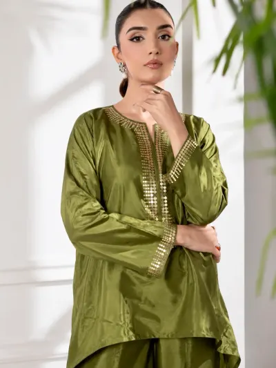 Olive Party Wear Co-ord Set-1