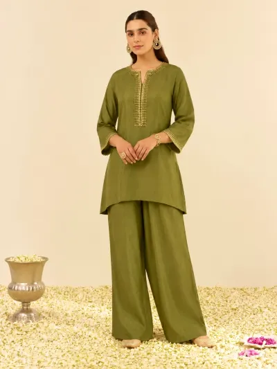 Olive Party Wear Co-ord Set-1
