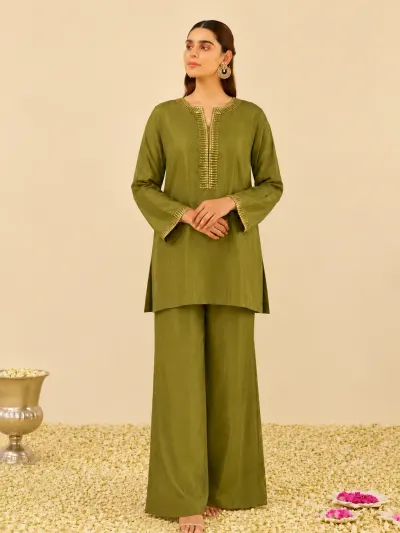 Olive Party Wear Co-ord Set-2