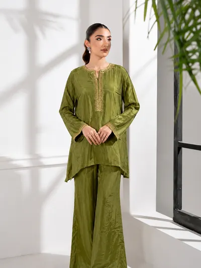 Olive Party Wear Co-ord Set-0
