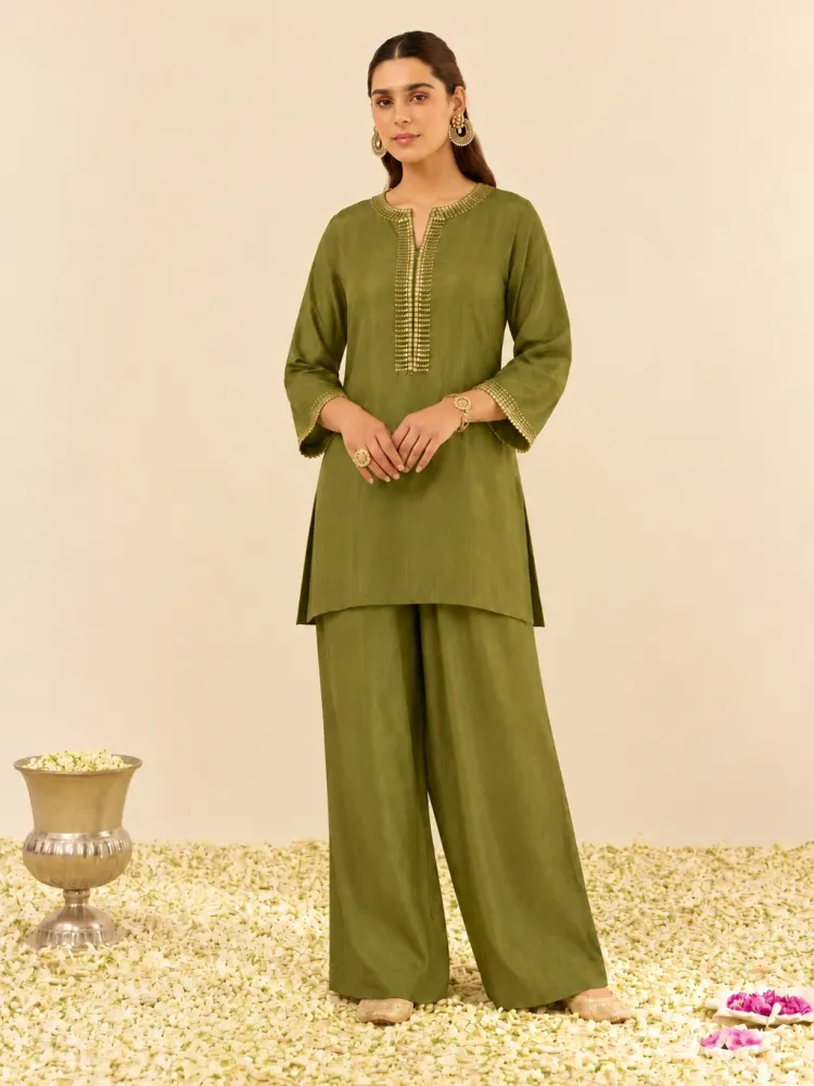 Olive Party Wear Co-ord Set-0