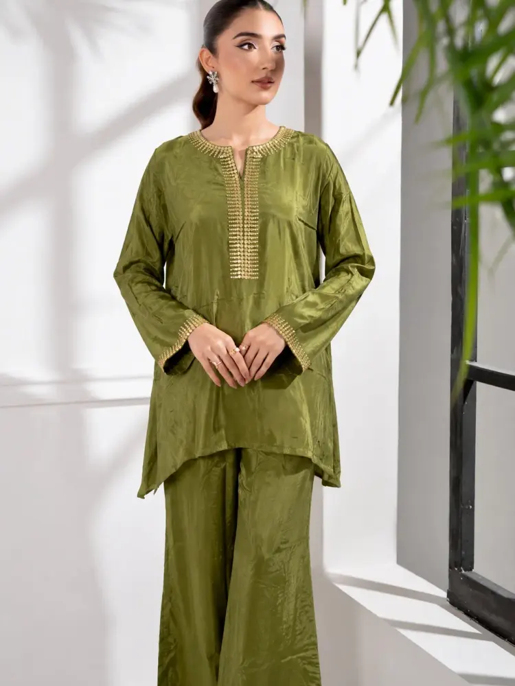 Olive Party Wear Co-ord Set-0