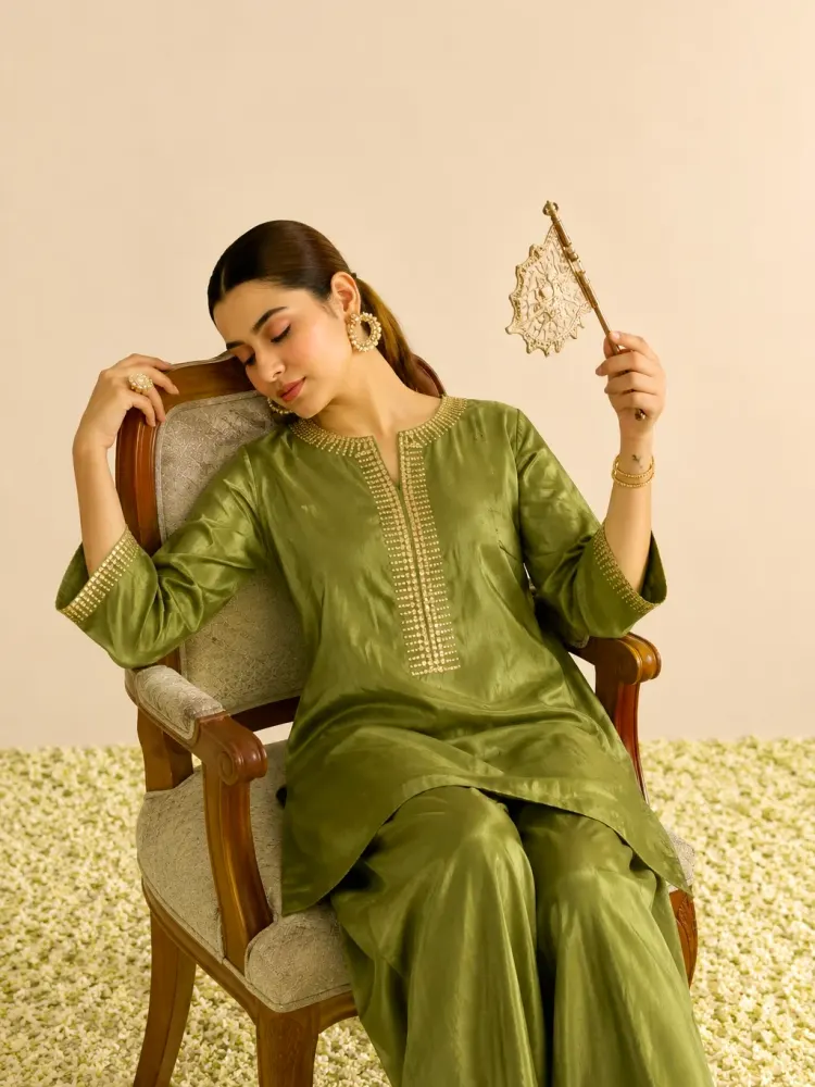 Olive Party Wear Co-ord Set-2