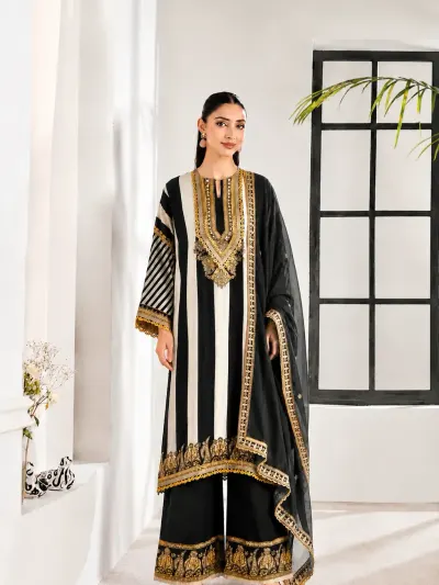 Black Printed Party Wear Suit-0