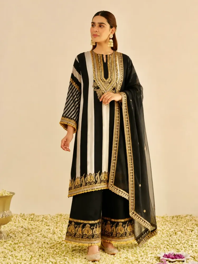 Black Printed Party Wear Suit-1