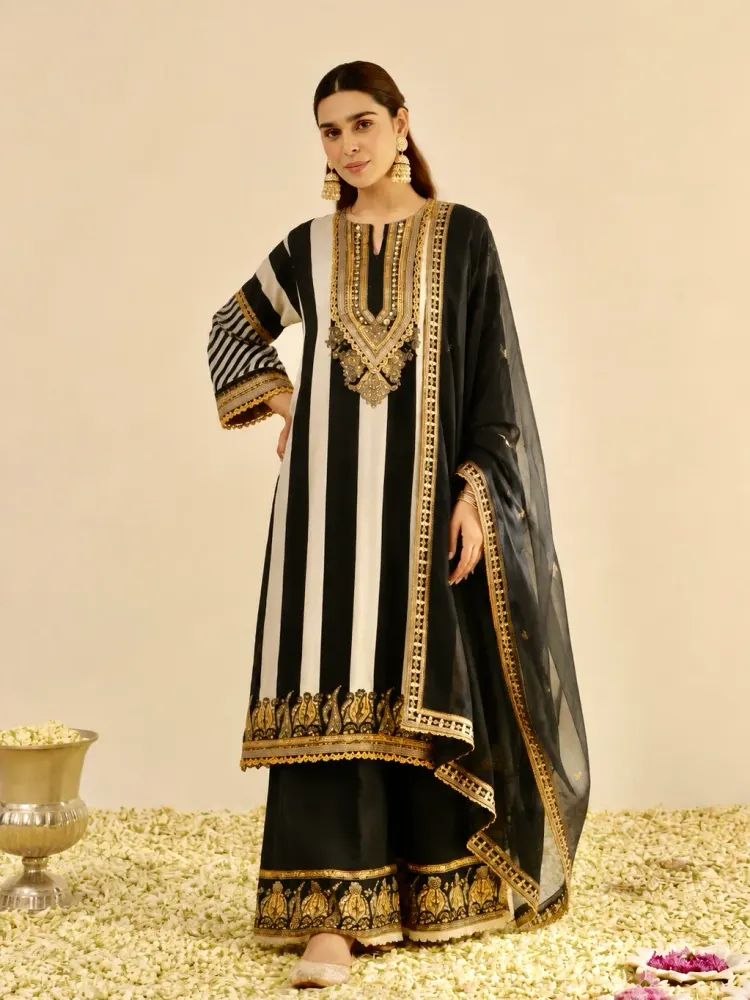 Black Printed Party Wear Suit-3