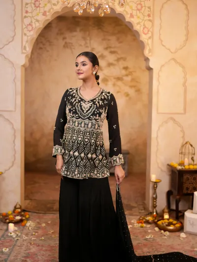 Women Black Sharara Suit-0