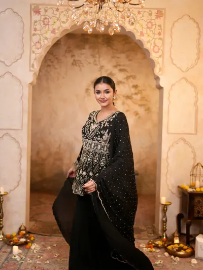 Women Black Sharara Suit-1