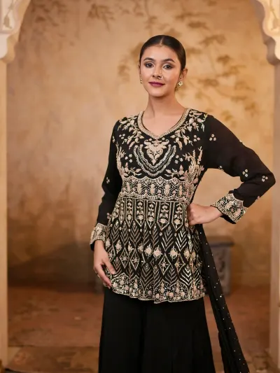 Women Black Sharara Suit-2