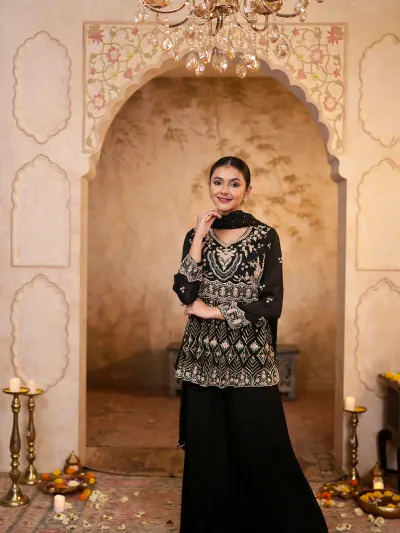 Women Black Sharara Suit-4