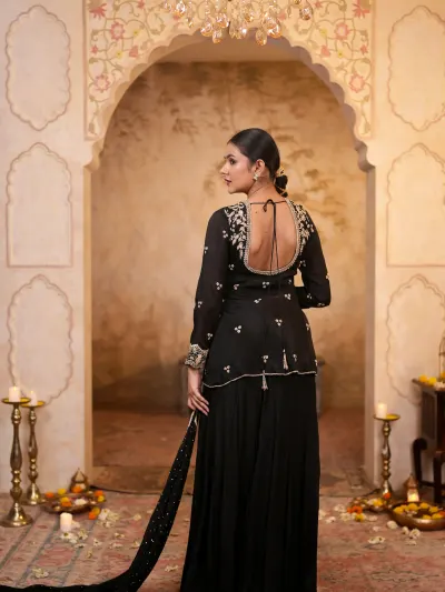 Women Black Sharara Suit-3
