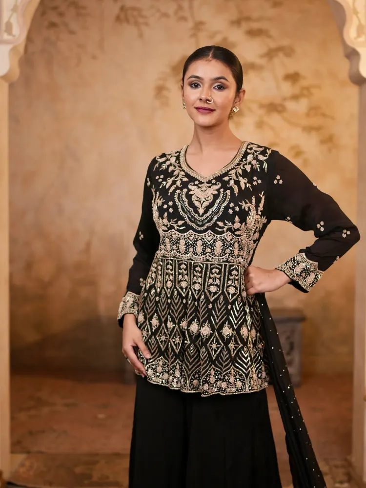 Women Black Sharara Suit-2