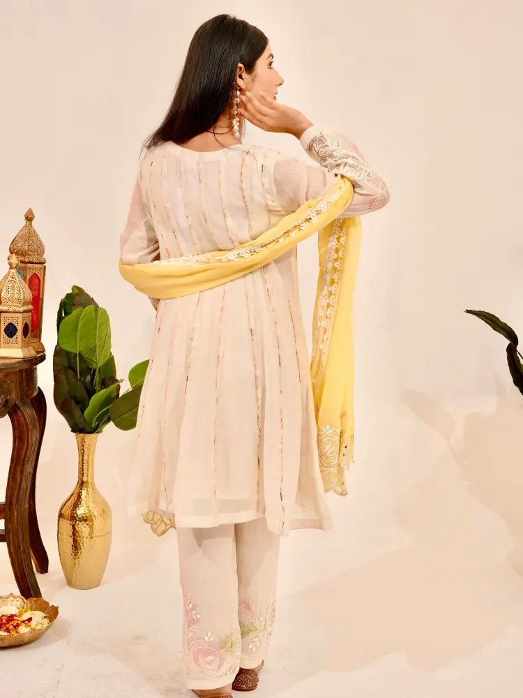 IVORY FLORAL PAKISTANI SUIT - 2