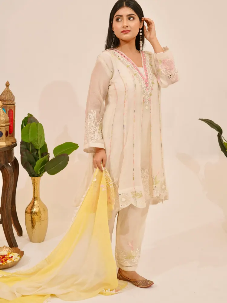 Ivory Floral Pakistani Suit-6