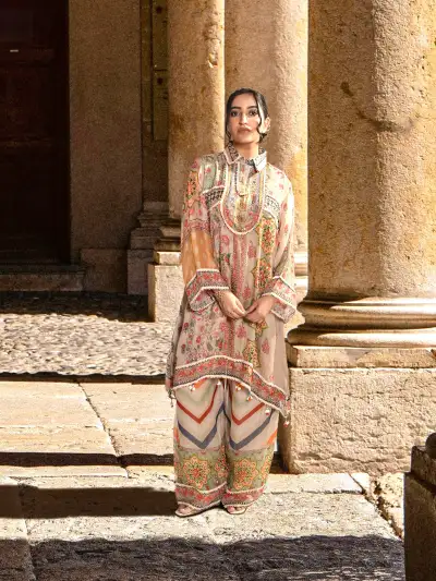 MULTICOLOR BOHO PRINTED KURTI CO-ORD SET WITH PALAZZO PANT - 1