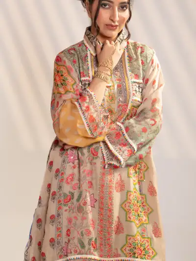 Multicolor Boho Printed Kurti Co-ord Set with Palazzo Pant - 3