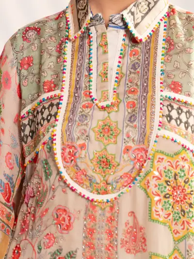 Multicolor Boho Printed Kurti Co-ord Set with Palazzo Pant - 4