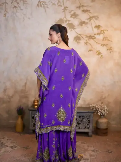 Designer Purple Kaftan Suit - 4