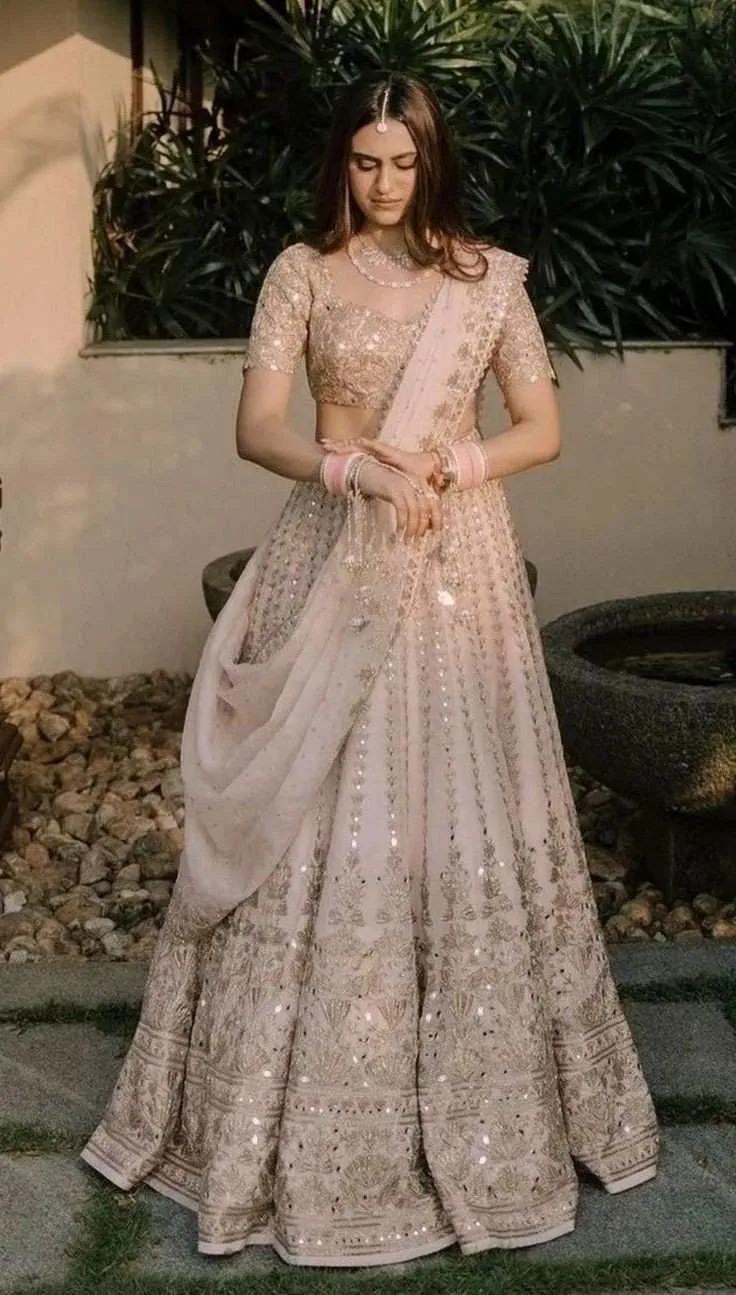 Blush Ivory Sparkle Lehenga Set