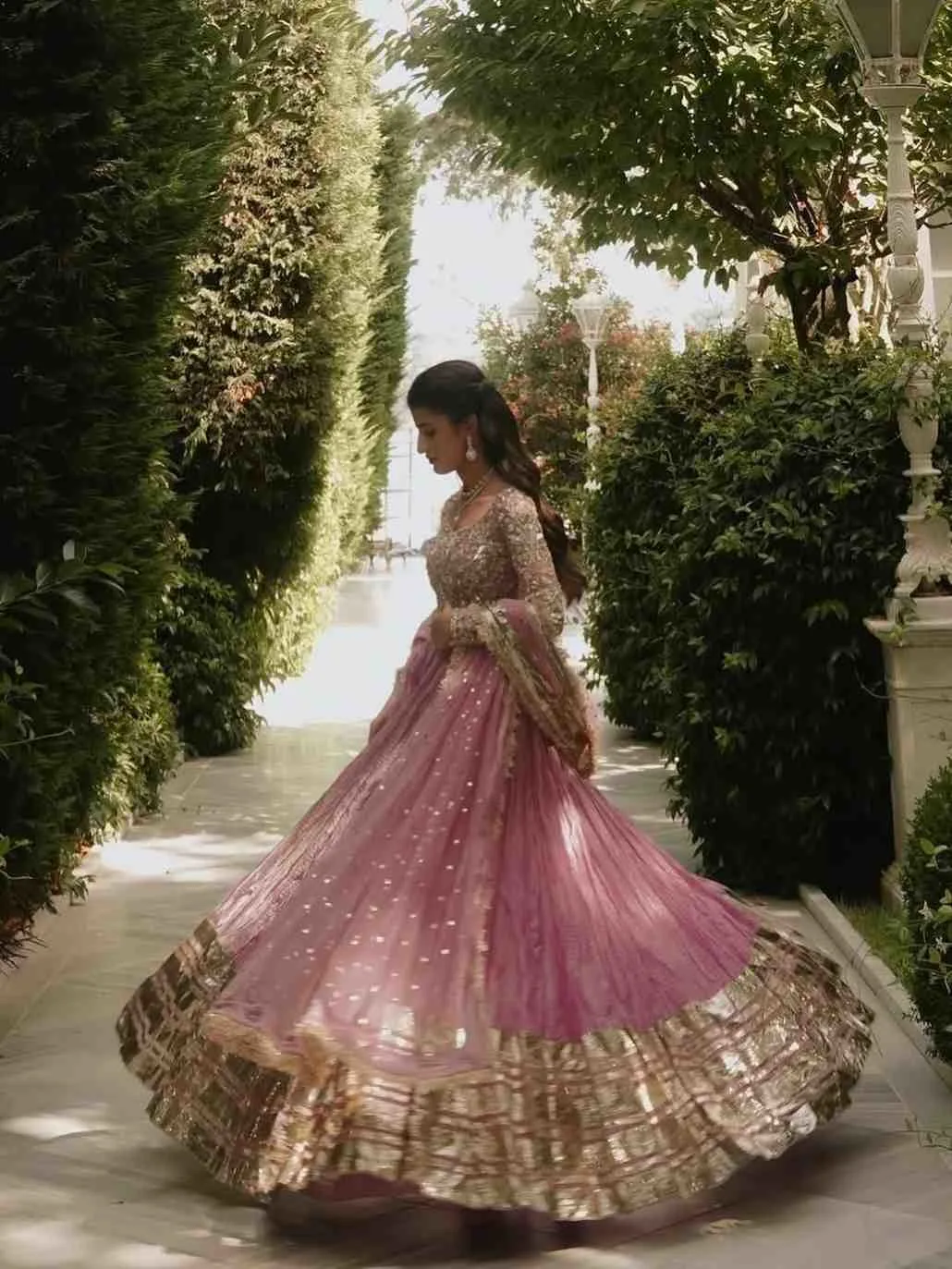 Dusty Rose Pink with Antique Gold