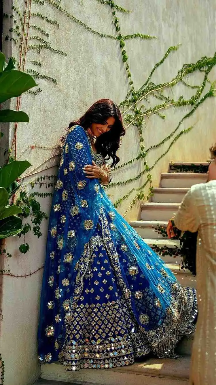 Royal Blue Mirror Work Lehenga Set